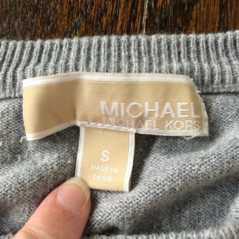 Michael by Michael Kors Women’s S Light Heathered Gray Long-Sleeved Sweater